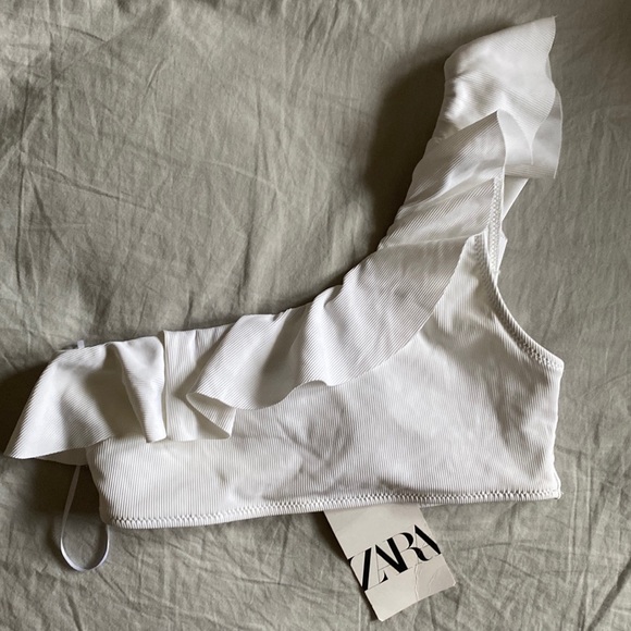 Zara Other - Zara one-shoulder white bikini top